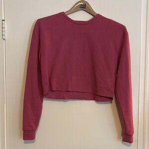 Topshop Cropped Sweatshirt - Deep Pink